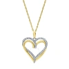 DIAMONDMUSE DIAMOND MUSE YELLOW GOLD OVER STERLING SILVER HEART NECKLACE FOR WOMEN