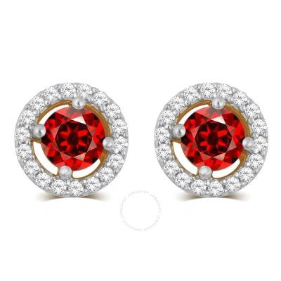 Diamondmuse Garnet And White Sapphire Birthstone Earring In Sterling Silver In Red