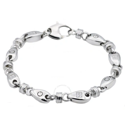 Diamondmuse Stainless Steel Chain Link Bracelet For Men's Boys With Cubic Zirconia In Silver-tone