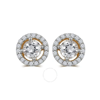 Diamondmuse White Sapphire Birthstone Earring In Sterling Silver For Women In Gold