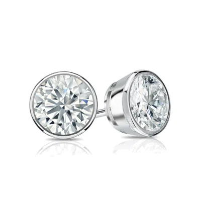 Pre-owned Diamondstudscom 1 Carat Tw Lab Grown Diamond Stud Earrings In 14k White Gold (e-f Vs1-vs2)