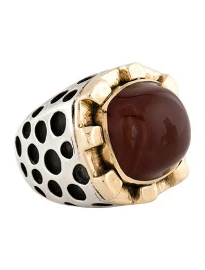 Pre-owned Dian Malouf Carnelian Agate Signet Ring In Multi