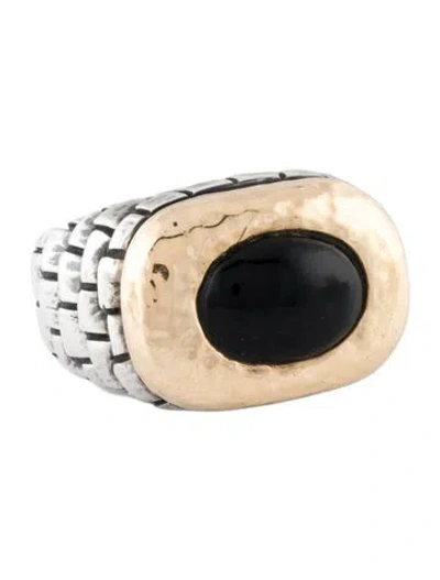 Pre-owned Dian Malouf Glass Cocktail Ring In Black