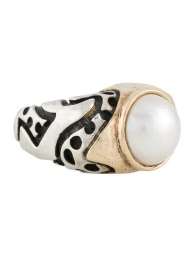 Pre-owned Dian Malouf Mabé Pearl Cocktail Ring In Multi