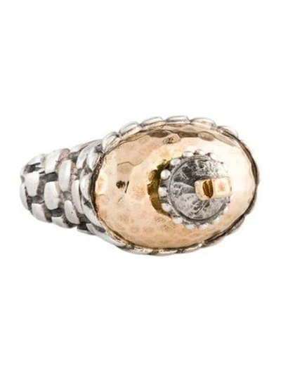 Pre-owned Dian Malouf Two-tone Cross Tower Cocktail Ring In Multi