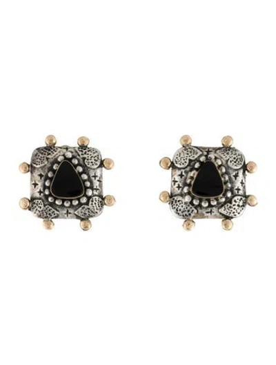 Pre-owned Dian Malouf Two-tone Glass Clip-on Earrings In Multi