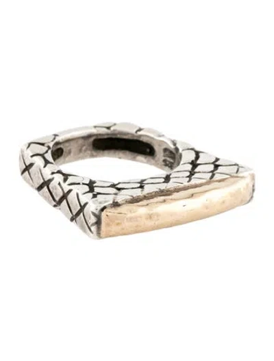 Pre-owned Dian Malouf Two-tone Textured Bar Stacking Ring In Multicolor