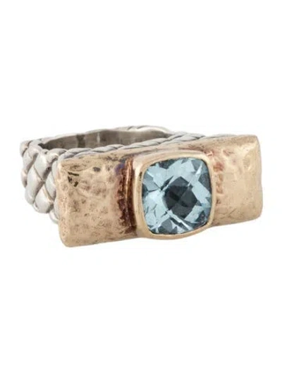 Pre-owned Dian Malouf Two-tone Topaz Bar Cocktail Ring In Multi