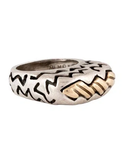 Pre-owned Dian Malouf Two-tone Zig Zag Cocktail Ring In Multicolor