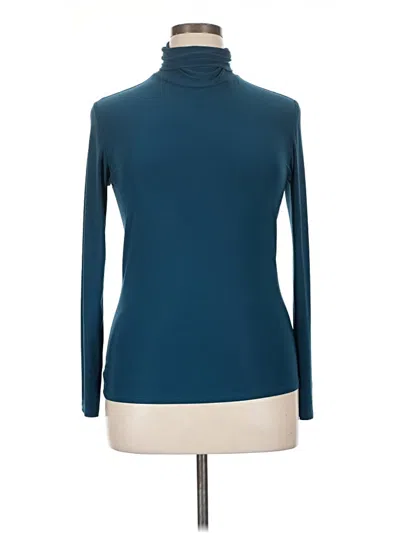 Pre-owned Diana Belle Long Sleeve Top Teal Turtleneck Tops In Blue