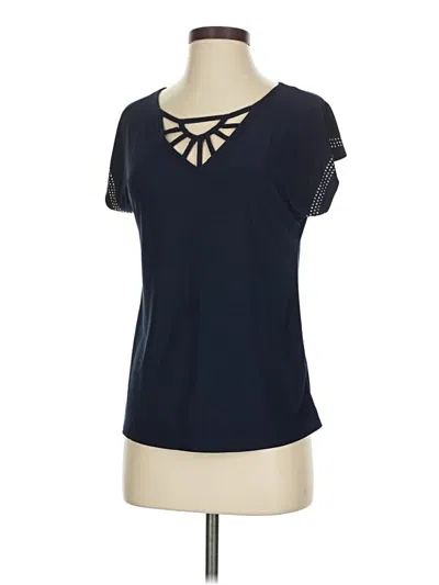 Pre-owned Diana Belle Short Sleeve Top Blue Keyhole Neckline Tops