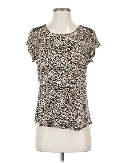 Pre-owned Diana Belle Short Sleeve Top Ivory Animal Print Pattern Scoop Neck Tops In White