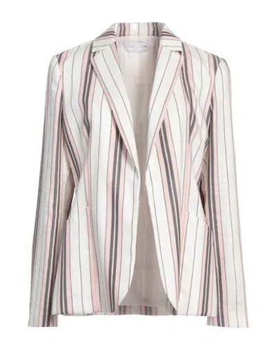 Diana Gallesi Woman Blazer Cream Size 14 Linen, Polyester, Viscose