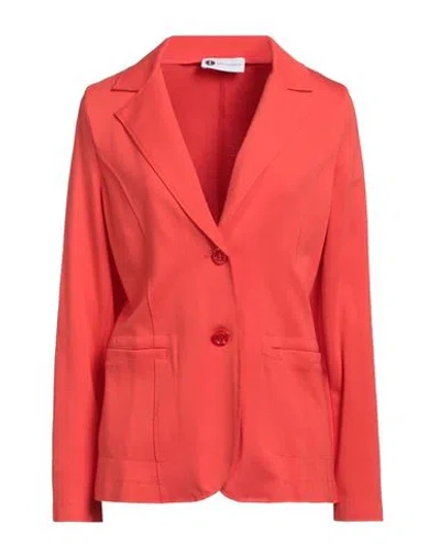 Diana Gallesi Woman Blazer Orange Size 12 Viscose, Polyamide, Elastane