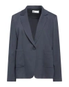 Diana Gallesi Woman Blazer Slate Blue Size 12 Cotton, Viscose, Elastane