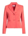 Diana Gallesi Woman Blazer Tomato Red Size 6 Cotton, Polyester, Elastane In Tomato Red