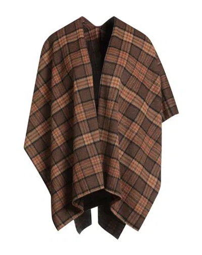 Diana Gallesi Woman Cape Brown Size Onesize Virgin Wool, Polyester In Multi
