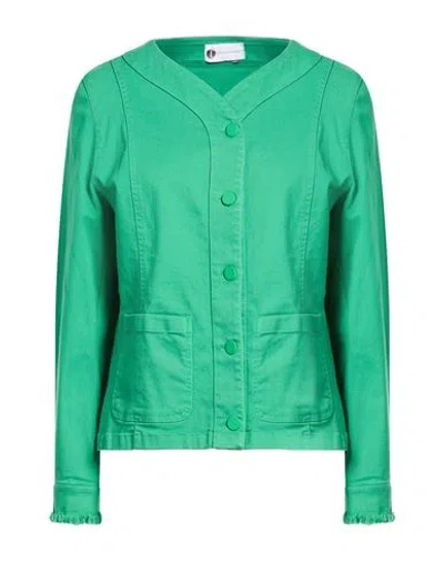 Diana Gallesi Woman Denim Outerwear Green Size 14 Cotton, Elastomultiester, Elastane