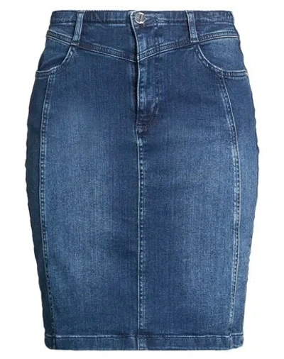 Diana Gallesi Woman Denim Skirt Blue Size 6 Cotton, Elastane In Animal Print
