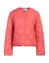 Diana Gallesi Woman Jacket Coral Size 12 Polyester, Polyamide In Red