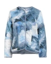 Diana Gallesi Woman Jacket Slate Blue Size 14 Polyester, Cotton In Blue