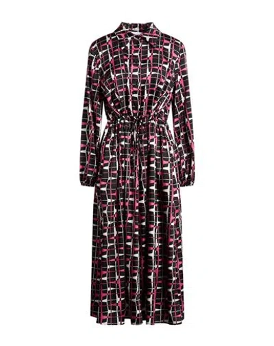 Diana Gallesi Woman Midi Dress Black Size 4 Polyester In Multi