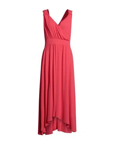 Diana Gallesi Woman Midi Dress Coral Size 10 Polyester In Red