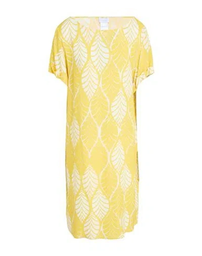 Diana Gallesi Woman Midi Dress Yellow Size 14 Viscose In White