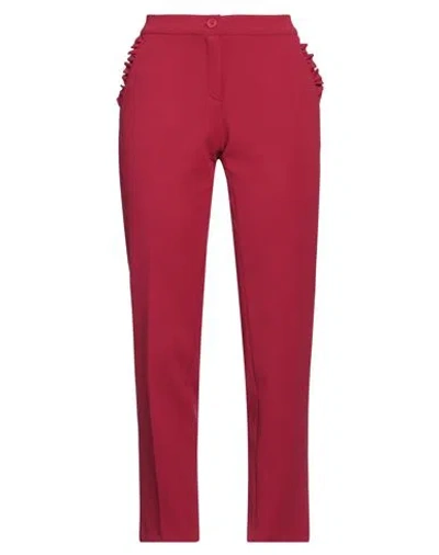 Diana Gallesi Woman Pants Garnet Size 12 Polyester, Elastane In Red