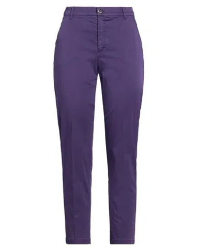 DIANA GALLESI DIANA GALLESI WOMAN PANTS PURPLE SIZE 6 COTTON, ELASTANE