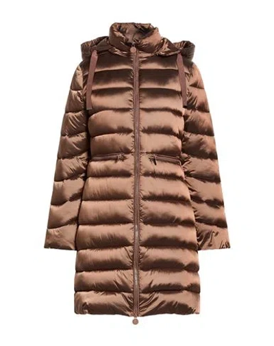 Diana Gallesi Woman Puffer Brown Size 4 Polyamide