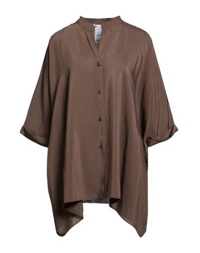 Diana Gallesi Woman Shirt Brown Size 3 Viscose