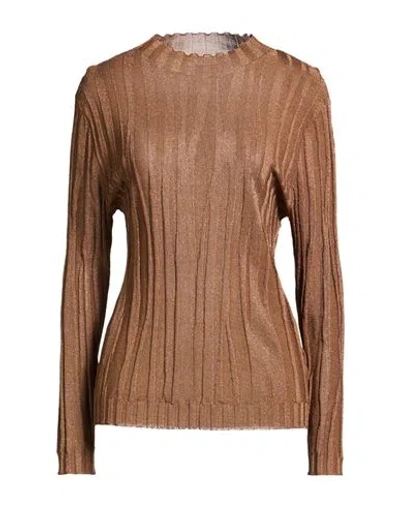 Diana Gallesi Woman Sweater Brown Size Xl Viscose, Polyamide, Metallic Fiber