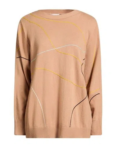 Diana Gallesi Woman Sweater Camel Size L Polyamide, Wool, Acrylic In Beige