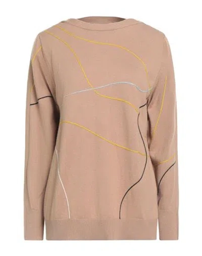 Diana Gallesi Woman Sweater Camel Size L Polyamide, Wool, Acrylic In Sand