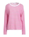 Diana Gallesi Woman Sweater Fuchsia Size L Cotton, Viscose, Polyamide, Metallic Fiber In Pink
