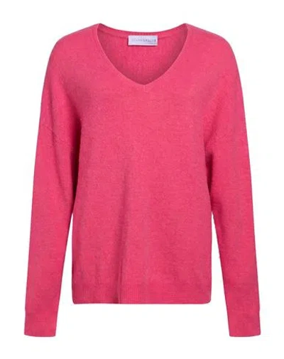 Diana Gallesi Woman Sweater Fuchsia Size Xl Acrylic, Polyamide, Wool, Alpaca Wool, Elastane In Pink
