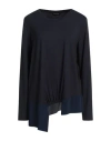 Diana Gallesi Woman T-shirt Midnight Blue Size 14 Viscose, Elastane, Acetate, Silk