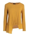 Diana Gallesi Woman T-shirt Mustard Size 10 Viscose, Elastane, Acetate, Silk In Yellow