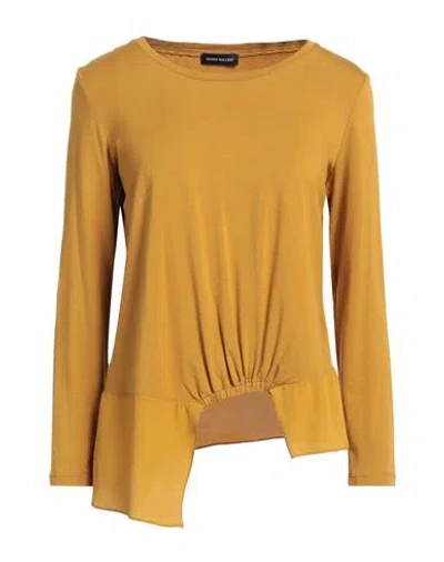 Diana Gallesi Woman T-shirt Mustard Size 10 Viscose, Elastane, Acetate, Silk In Yellow