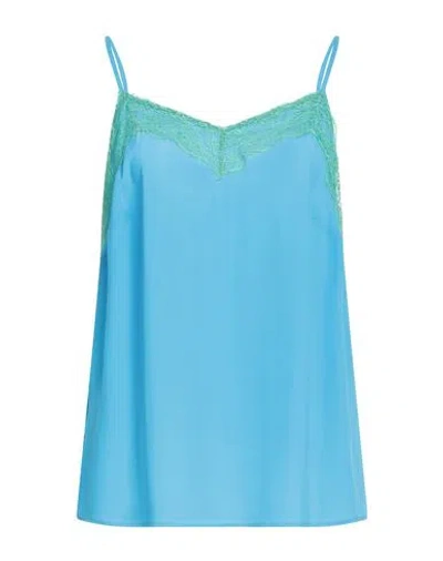 Diana Gallesi Woman Top Azure Size 12 Polyester, Polyamide In Blue