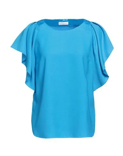 Diana Gallesi Woman Top Azure Size 16 Polyester In Blue