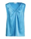 Diana Gallesi Woman Top Azure Size 16 Polyester In Blue