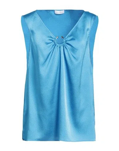 Diana Gallesi Woman Top Azure Size 16 Polyester In Blue