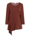 Diana Gallesi Woman T-shirt Brown Size 16 Polyester In Brown