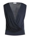 Diana Gallesi Woman Top Navy Size 6 Polyester In Blue
