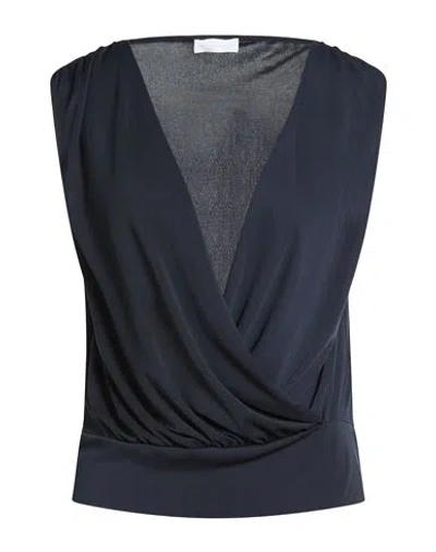 Diana Gallesi Woman Top Navy Size 6 Polyester In Blue