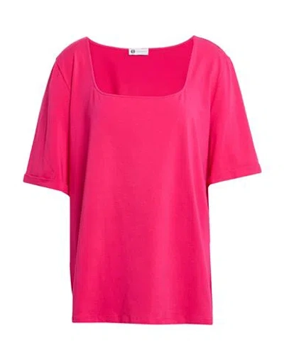 Diana Gallesi Woman T-shirt Fuchsia Size 18 Cotton, Elastane In Pink