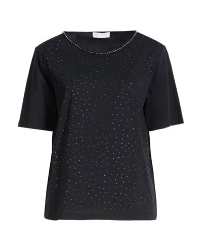 Diana Gallesi Woman T-shirt Midnight Blue Size 10 Cotton In Black