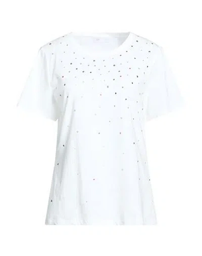 Diana Gallesi Woman T-shirt White Size 12 Cotton, Elastane